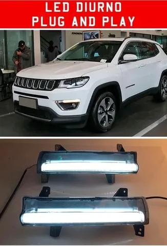 Luz Diurna DRL em LED com seta sequencial Jeep Compass 2017 À 2021 - Modelo 1