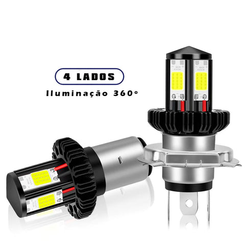 Super LED para Moto BA20D H6 H4 6000K Branco 12V 1200LM