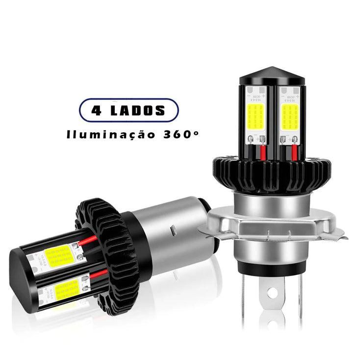 Super LED para Moto BA20D H6 H4 6000K Branco 12V 1200LM