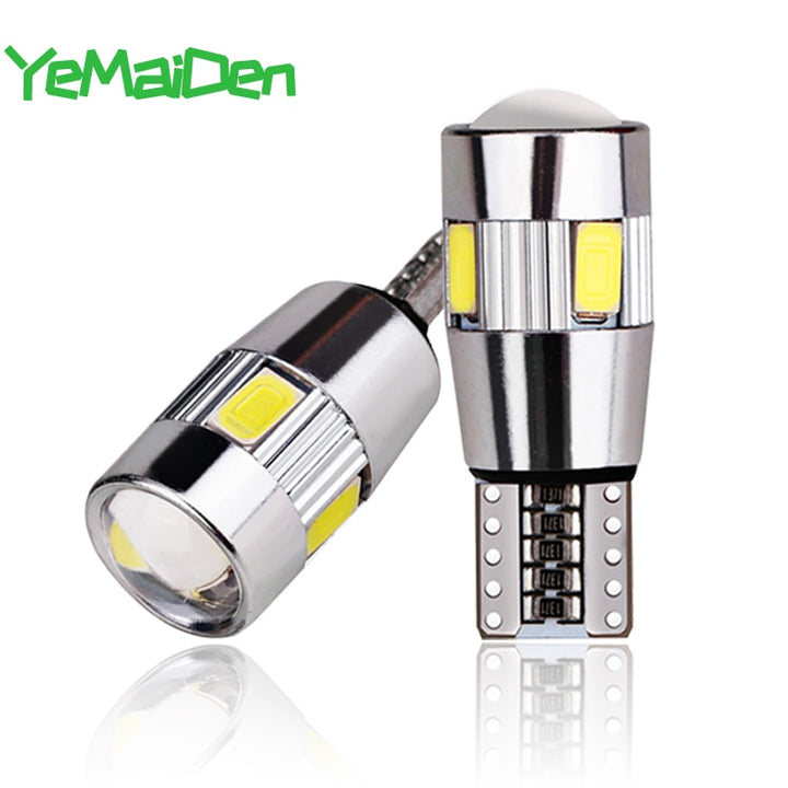 Par de LED T10 com lente - 6 LEDs