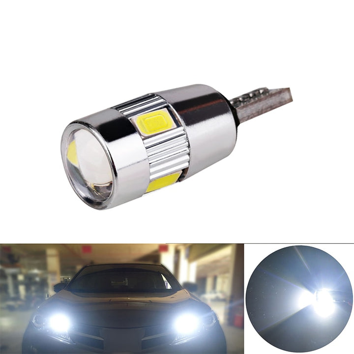 Par de LED T10 com lente - 6 LEDs