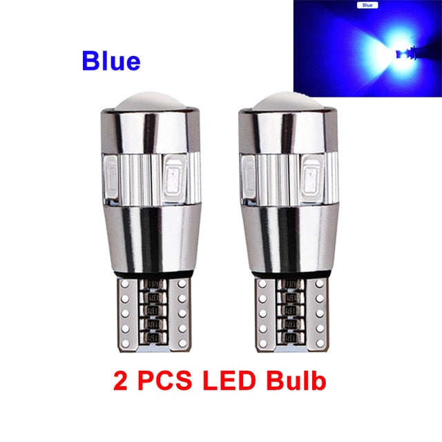 Par de LED T10 com lente - 6 LEDs